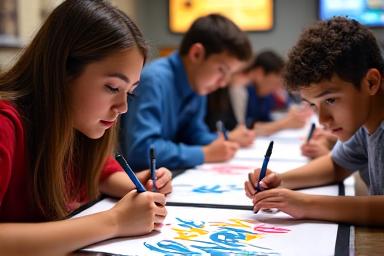 Adolescents calligraphie créative